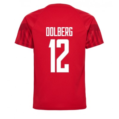 Fotballdrakt Herre Danmark Kasper Dolberg #12 Hjemmedrakt VM 2022 Kortermet